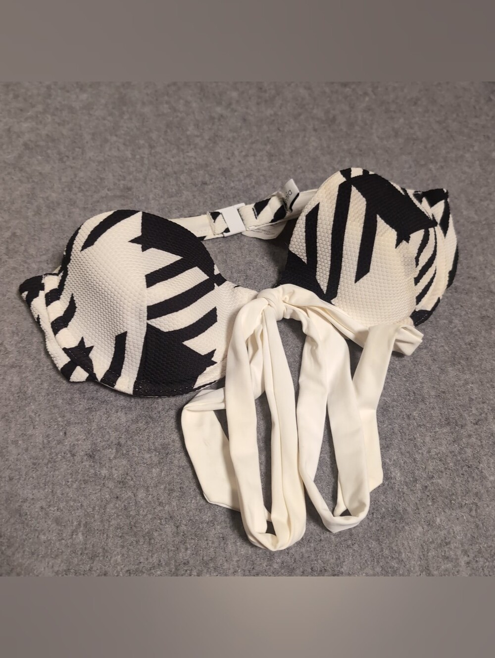 Onia Black White Geometric Palm Print Strapless Bikini Top Medium Swimwear